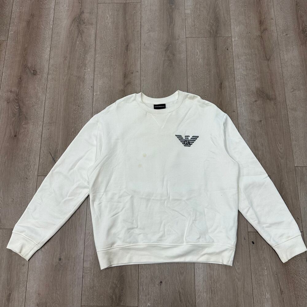Emporio Armani Cream Gray Logo sweatshirt sweater crewneck size XL B13